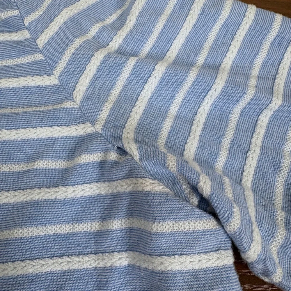 Croft & Barrow Women's XL Blue Striped Embroidered 3/4 Slv‎ Button Cuff Knit Top - Picture 11 of 12